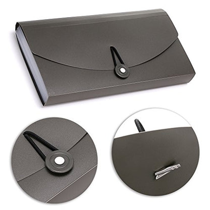 BTSKY 13 Pockets Expanding Check Bill File Folder-Hand-held, New Grey - color: Grey
