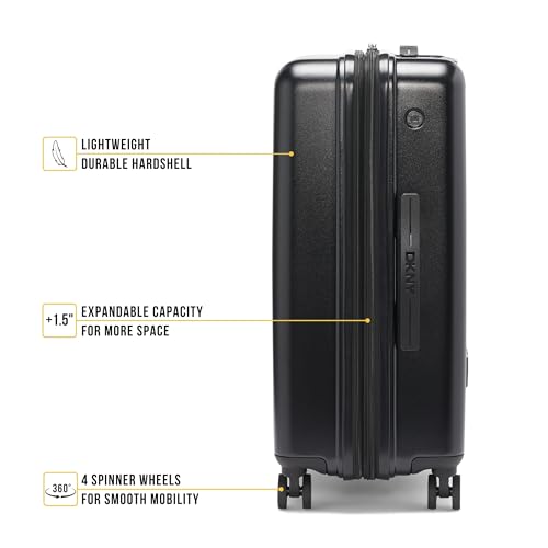 DKNY On the Go 25" Hardshell Lightweight Expandable Checked Luggage with Spinner Wheels,Black - color: Black, size: 25" Checked Luggage