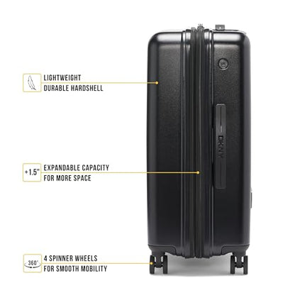 DKNY On the Go 25" Hardshell Lightweight Expandable Checked Luggage with Spinner Wheels,Black - color: Black, size: 25" Checked Luggage