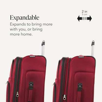 SwissGear Sion Softside Expandable Luggage – Large Checked Suitcase with 360 Degree Wheels & Retractable Handle – 29 Inch, Perfect for 7-9 Night Trips – Burgundy - color: Burgundy, size: Checked-Large 29-Inch