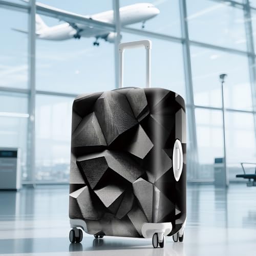 ANNA QUEEN Travel Luggage Cover Suitcase Protector Suitcase Cover Anti-Scratch,Stretchable Bag Cover Washable Durable Polyester - color: Black 3D, size: L(fits 28-30Inch suitcase)