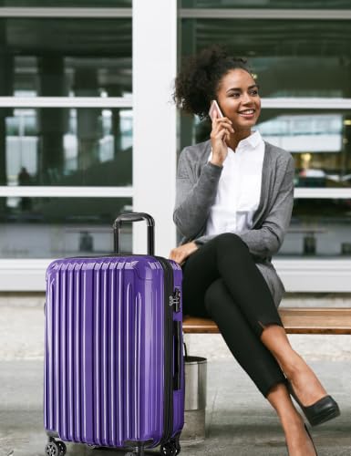 Luggage 2 Piece Expandable Suitcases with Wheels - color: Midnight Violet, size: 2 Set (20In/24In)