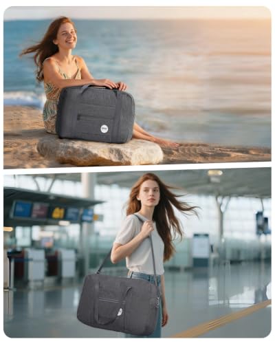 WANDF Personal Item Travel Bag, Carry On Duffle Bag Women - color: Denim Grey