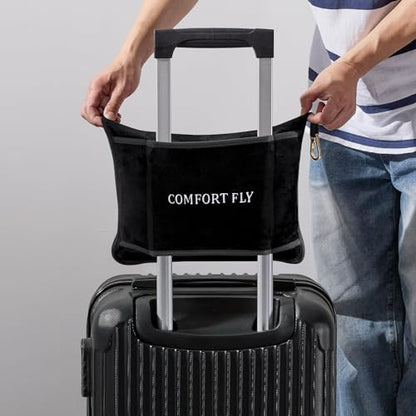 Comfort Fly Travel Blanket & Pillow – 2-in-1 Micro Plush Airplane Blanket with Carry Case (40" x 70") - Black - color: Black