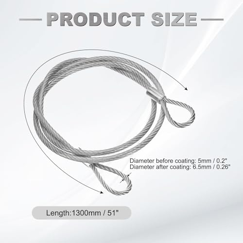 PATIKIL 51" Safety Cable Lock Security Wire Ropes 0.26" Dia Clear - size: 51 Inch-Clear