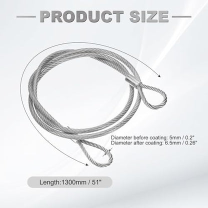 PATIKIL 51" Safety Cable Lock Security Wire Ropes 0.26" Dia Clear - size: 51 Inch-Clear