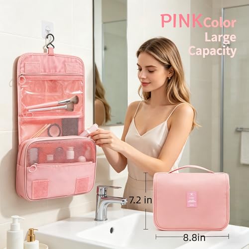 8 Piece Travel Organiser Set, Comprising a Toiletries Bag, Shoe Bag, Underwear Bag, Flat Pouch, Travel Packing Cube Bag (Pink, Medium) - color: Pink