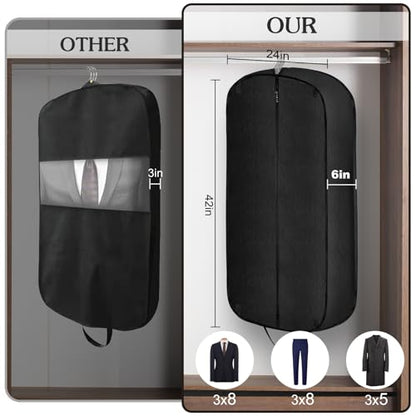 Limoomil 43" 6"‑Gusset Waterproof Foldable Suit Bag, Darkgrey - color: Darkgrey, size: 42" x 24" x 6"