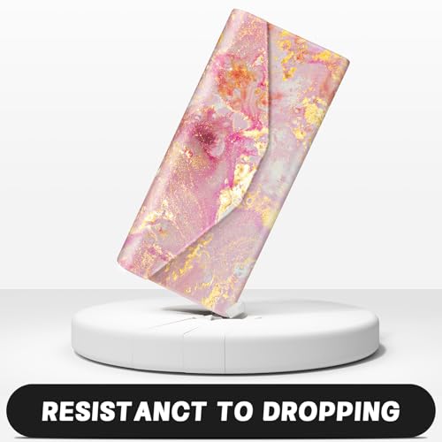 Sunglasses Case, Foldable Glasses Case, Magnetic Hard Shell Folding Holder - color: Gold Pink Marble, style: 2 Pcs