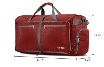 Gonex 80L Foldable Travel Duffle Bag with Shoe Compartment, Lightweight - color: Red, size: 80L