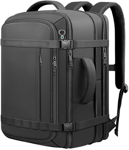 Roomy Carry On Backpack, Expandable Large Capacity Travel Backpack 1-7 Days - color: Black, size: 18.4inch (22"x14"x5.5")