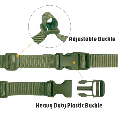 XTACER 1 Inch Molle Backpack Accessory Strap Luggage Straps Cover Strap Sleeping Bag Strap with Buckle (Green, 60) - color: GREEN, size: 60 Inches