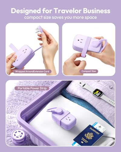 NTONPOWER Travel Power Strip,Travel Essentials Cruise Approved Power Strip - color: Purple
