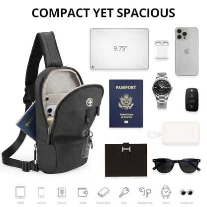Swissdigital Design Crossbody Bag for Men, RFID Blocking Sling Bag with Adjustable Strap Use - color: Dark Grey