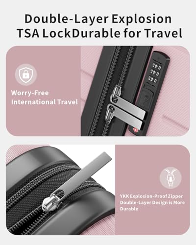 3 Piece Expandable Luggage Set with Spinner Wheels Hardshell Suitcase Set - color: Pink