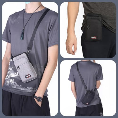 Travel Cell Phone Pouch Belt Pouch, Phone Holster Crossbody Bag with Shoulder Strap for iPhone Case Holder for Hand with Neck Lanyard Smartphone Walking Passport Wallet (Dark Grey A) - color: Dark Grey A