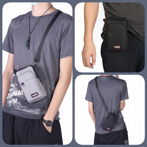 Travel Cell Phone Pouch Belt Pouch, Phone Holster Crossbody Bag with Shoulder Strap for iPhone Case Holder for Hand with Neck Lanyard Smartphone Walking Passport Wallet (Dark Grey B) - color: Dark Grey B