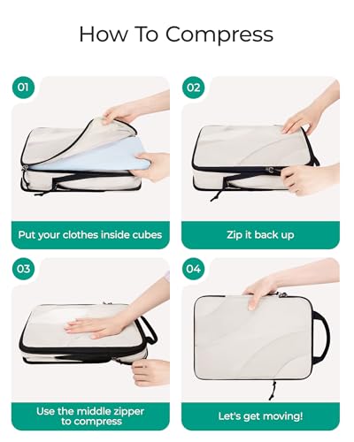 BAGSMART Compression Packing Cubes for Travel - color: White Opal 6pcs, size: Set of 6