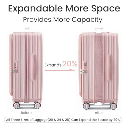 TRAVELEO 3 Piece Luggage Set, 20/24/28, Pink - color: Pink#E, size: 3 Piece Set