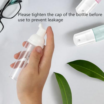 3pcs 2oz Small Size Mousse Plastic Travel Foam Pump Bottle Dispenser - color: Clear+green+pink