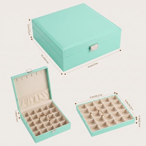 Frebeauty 50 Grid Earring Holder Organizer,2 Layer Jewelry Box for Women - color: Turquoise