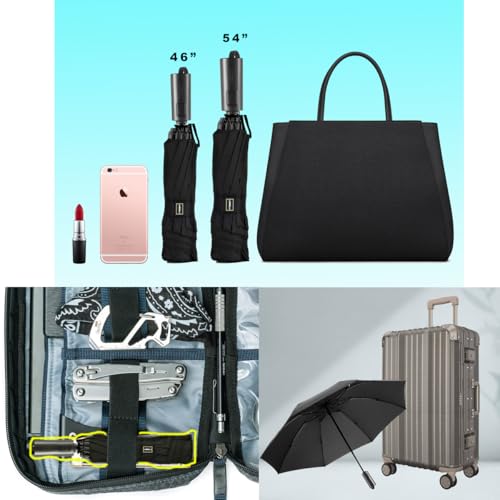 LANBRELLA 컴팩트 리버스 접이식 우산 자동 방풍 여행용 우산 - color: 블랙., size: 46인치
