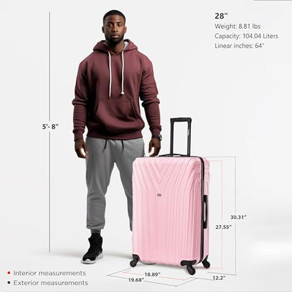 InUSA VASTY 28-Inch Large Hardside Spinner Luggage Lightweight Durable Pink - color: Pink, size: 28 Inch