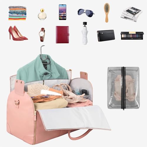 Ytonet Garment Duffle Bags for Travel, Convertible Carry On Garment Bag - color: Pink, style: Tote