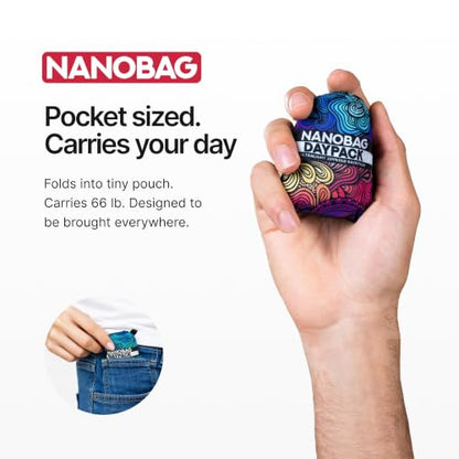 Nanobag Daypack 16L Ultralight Packable Foldable Travel Backpack for Hiking - color: Neon Flowers