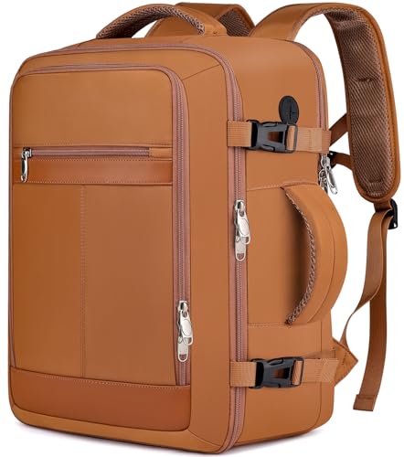 EZUOLA Carry On Backpack for Women, Airline Approved Laptop Personal Item - color: Brown, size: Large-25L