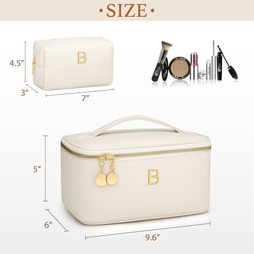 Personalized Initial Travel Makeup Toiletry Bag Gifts for Women - color: Beige, style: B
