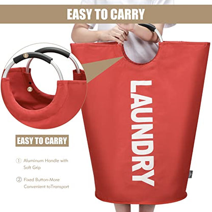 DOKEHOM 90L Large Laundry Basket Bag, Collapsible Tall Hamper, Red - color: Red, size: 90L