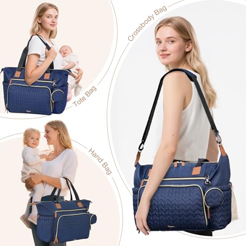 Diaper Bag Tote, Large Baby Hospital Bag for Labor Delivery Mom - color: Dark Blue