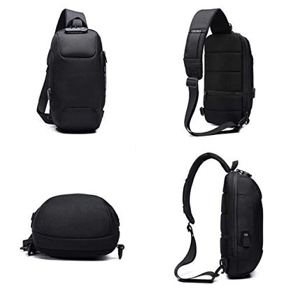 OZUKO Sling Backpack for Men - Anti-Theft Crossbody Bag, Waterproof with USB Charging Port - color: Army Green