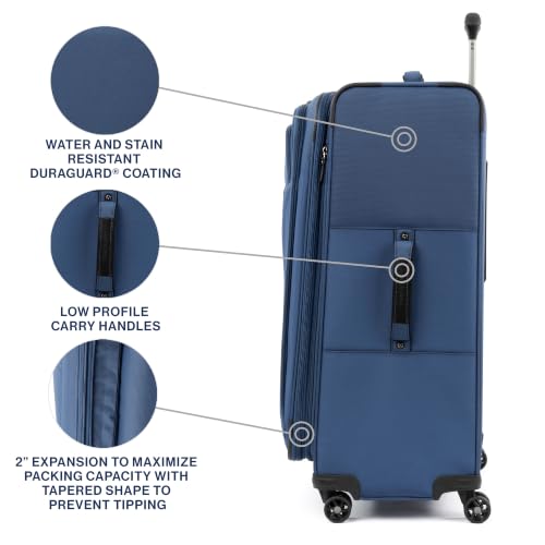 Travelpro Tourlite Softside 29" Expandable Luggage with 4 Spinner Wheels, Lightweight Suitcase, Checked Large, Blue - color: Blue, size: Checked-Large 29-Inch
