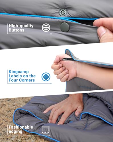 KingCamp 초경량 캠핑 담요, 웨어러블 패커블 담요 175.3cm x 134.6cm(69 x 53인치) - color: 퓨어트레일-그레이, size: 69" x 53"