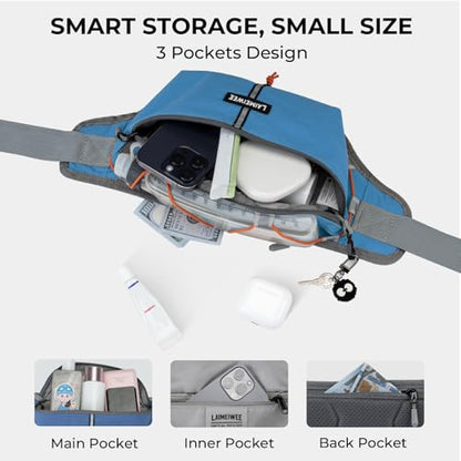 2LFanny Pack for Women Men, Anti‑theft Waist Bag with RFID Blocking - color: Blue
