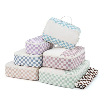 Narwey Packing Cubes for Travel, Luggage Organizer Bags for Women Kids - color: Combined Checkered