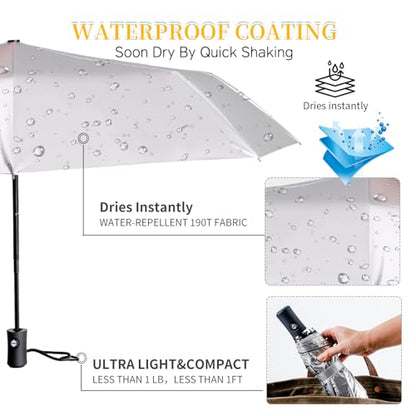 UPF 50+ UV Umbrellas for Sun Protection 41 Inch,Large Automatic Umbrellas for Rain Windproof, Compact Folding UV Blocking for Beach, Golf, Hiking & Daily Use - color: Silver/Black&Blue