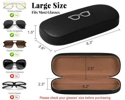 RayLove Unisex Hard Shell Eyeglasses Cases, Protective Case For Glasses - color: Litchi Texture-2pack Black