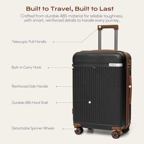 Cosbarn Luggage Sets 5Pcs Suitcases with Wheels,Large Suitcase,20"/24"/28" - color: Black