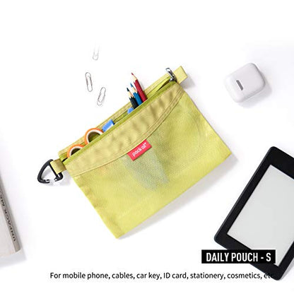 pack all 3 Pcs Water-Resistant Zipper Pouch, Mesh Zipper Bag - color: Green, size: Set