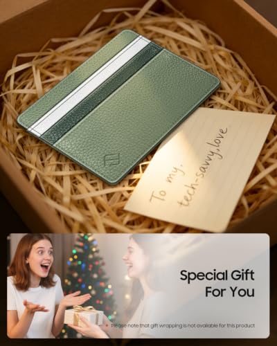 FINTIE Slim Minimalist Front Pocket Wallet RFID Blocking Credit Card Holder - color: gradient green