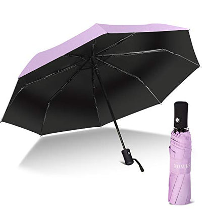 Shinok Travel Umbrella Compact Folding Sun Umbrellas Lighweight Auto Open Close for Women Parasol - color: Purple