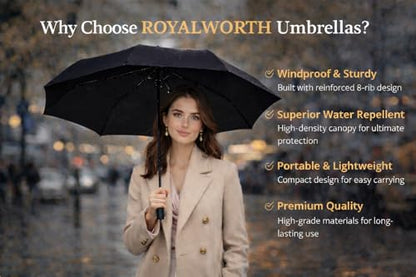Windproof Travel Umbrella - Compact, Light, Full Automatic Open/Close - Folding Backpack Umbrella for Rain & Sun UV Preotection For Men & Women, Unbreakable 8 Fiberglass Ribs UK Design - color: Pecan
