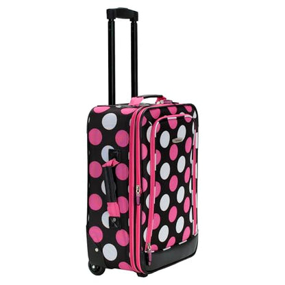 Rockland Fashion Softside 2 Piece Luggage Set, Expandable, (14" Tote/19" Upright), Multi Pink Dot - color: Multi Pink Dot, size: 2 Piece (19"/14" Tote)