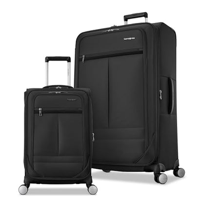Samsonite 2-PC Soft-Sided 21/29” (Carry-On & Large Checked), Lightweight Expandable Element Luggage Set with 2 Front & 1 Side Pocket, Four Spinner Wheels, Adjustable Handle, Durable- Black - color: Black, size: 2-Piece Set (21/29)