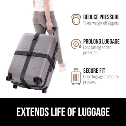 GORILLA GRIP Heavy Duty Luggage Straps for Suitcase, 2 Pack, Black - color: Black