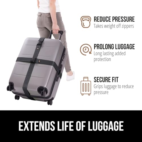 GORILLA GRIP Heavy Duty Luggage Straps for Suitcase, 2 Pack, Black - color: Black