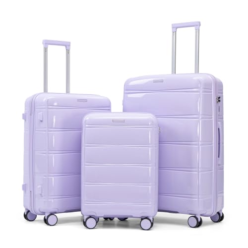 Merax Luggage Set,3 Piece Hardside Suitcase Set,20/24/28inch Luggage - color: 08Purple, style: 20/24/28